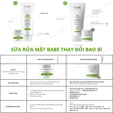 Sữa Rửa Mặt BABE Stop AKN Purifying Gel Da Dầu Mụn 200ml - 275.000₫ - Kiểm Soát Dầu, Ngừa Mụn