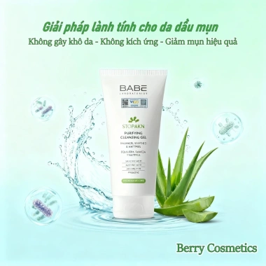 Sữa Rửa Mặt BABE Stop AKN Purifying Gel Da Dầu Mụn 200ml - 275.000₫ - Kiểm Soát Dầu, Ngừa Mụn