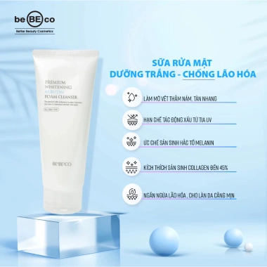 Sữa rửa mặt BEBECO Premium Whitening Arbutin - Làm sạch sâu, trắng da, mờ thâm, giá 295.800 VND