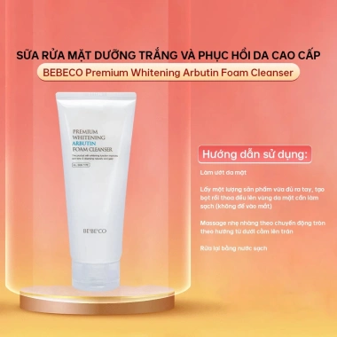 Sữa rửa mặt BEBECO Premium Whitening Arbutin - Làm sạch sâu, trắng da, mờ thâm, giá 295.800 VND
