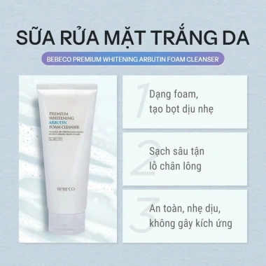 Sữa rửa mặt BEBECO Premium Whitening Arbutin - Làm sạch sâu, trắng da, mờ thâm, giá 295.800 VND