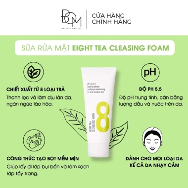 Sữa Rửa Mặt Bọt BOM Eight Tea 150ml - Làm sạch sâu, dưỡng ẩm, phù hợp mọi da 4