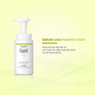 Sữa rửa mặt bọt Curel Sebum Trouble Care 150ml - Kiểm soát bã nhờn, da dầu, chỉ 334.000đ