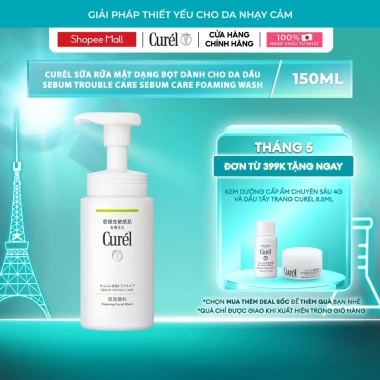 Sữa rửa mặt bọt Curel Sebum Trouble Care 150ml - Kiểm soát bã nhờn, da dầu, chỉ 334.000đ
