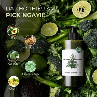 Sữa Rửa Mặt Byvibes Wonder Bath Super Vegitoks Cleanser 300ml – Dưỡng ẩm, làm sạch sâu, không gây khô, giảm giá 260k 2