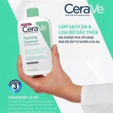 Sữa Rửa Mặt Cerave Sạch Sâu 236ml cho Da Thường Da Dầu Da Khô Dưỡng ẩm Kiểm soát bã nhờn MHStore