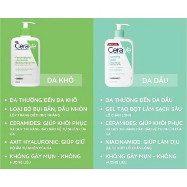 Sữa Rửa Mặt Cerave Sạch Sâu 236ml cho Da Thường Da Dầu Da Khô Dưỡng ẩm Kiểm soát bã nhờn MHStore