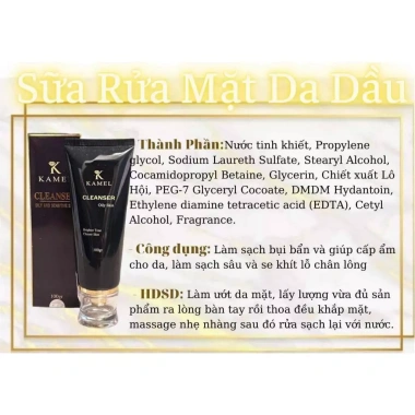 Sữa rửa mặt Cleanser Skin Kamel 100ml - Trắng da, xóa mụn, dưỡng ẩm, thu lỗ chân lông cho da dầu, hỗn hợp - Giá 255.000đ