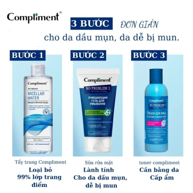 Sữa Rửa Mặt Compliment No Problem 200ml Giảm Mụn Da Nhạy Cảm - Giá 75.000 Đ