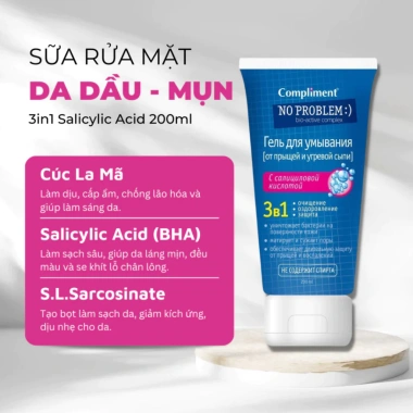 Sữa Rửa Mặt Compliment No Problem 200ml Ngăn Ngừa Mụn, Làm Sạch Sâu, Giá 89.000 đồng