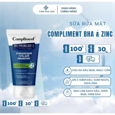 Sữa rửa mặt Compliment No Problem BHA & Tea Tree 200ml - Giảm dầu mụn, làm sạch sâu, nhập khẩu 5
