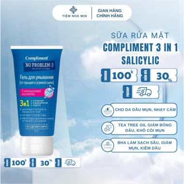Sữa rửa mặt Compliment No Problem BHA & Tea Tree 200ml - Giảm dầu mụn, làm sạch sâu, nhập khẩu 6