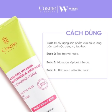 Sữa rửa mặt Cosme Whitening Anti Acne kiềm dầu giảm mụn 120ml cao cấp 139.000đ