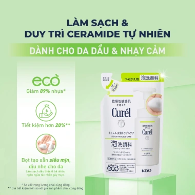 Sữa rửa mặt Curél dạng bọt 130ml da dầu Sebum Care - Kiểm soát bã nhờn, giảm mụn, 233.000đ 3