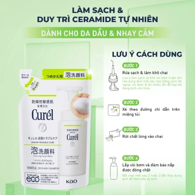 Sữa rửa mặt Curél dạng bọt 130ml da dầu Sebum Care - Kiểm soát bã nhờn, giảm mụn, 233.000đ 4