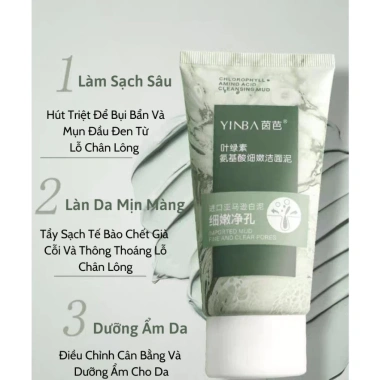 Sữa rửa mặt đất sét YINBA giảm mụn đầu đen, tạo bọt kiềm dầu, làm sâu, da mịn màng, dưỡng ẩm - 125k 3