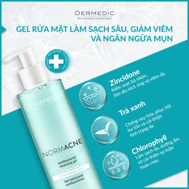 Sữa Rửa Mặt Dermedic Kiềm Dầu 200ml - Giảm Mụn, Sạch Sâu, Antibacterial, Giá 547k