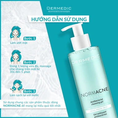 Sữa Rửa Mặt Dermedic Kiềm Dầu 200ml - Giảm Mụn, Sạch Sâu, Antibacterial, Giá 547k