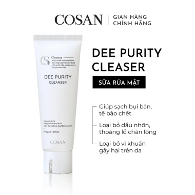 Sữa Rửa Mặt Dịu Nhẹ COSAN Dee Purity 100g - Sạch Dầu Nhờn, Ngừa Mụn, Giữ Ẩm, Làm Sáng Da Tự Nhiên