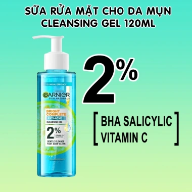 Sữa rửa mặt Garnier Bright Complete Anti-Acne Foam 100ml - Ngừa mụn, sáng da, giá chỉ 118.000 VND
