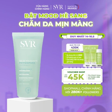 Sữa rửa mặt gel SVR Physiopure Gelee Moussante 200ml cho da nhạy cảm - Giá 369.000₫