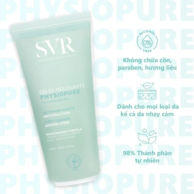 Sữa rửa mặt gel SVR Physiopure Gelee Moussante 200ml cho da nhạy cảm - Giá 369.000₫