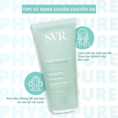 Sữa rửa mặt gel SVR Physiopure Gelee Moussante 200ml cho da nhạy cảm - Giá 369.000₫