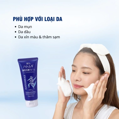 Sữa rửa mặt Hatomugi The Medicated Facial Foam White dưỡng ẩm, làm sáng da, giảm giá 20% chỉ 62.000 đồng
