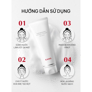 Sữa rửa mặt Kans Trắng Refreshing Cleansing Cleanser 100g – Làm sạch sâu, dưỡng ẩm nhẹ, giá ưu đãi 169.000đ 5 Sữa rửa mặt Kans Trắng Refreshing Cleansing Cleanser 100g – Làm sạch sâu, dưỡng ẩm nhẹ, giá ưu đãi 169.000đ 5