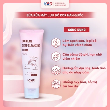 Sữa rửa mặt KOR Supreme Deep Cleansing Foam 100ml Lựu đỏ Jeju – Làm sạch sâu, dưỡng sáng da, chỉ 175.000₫ 2