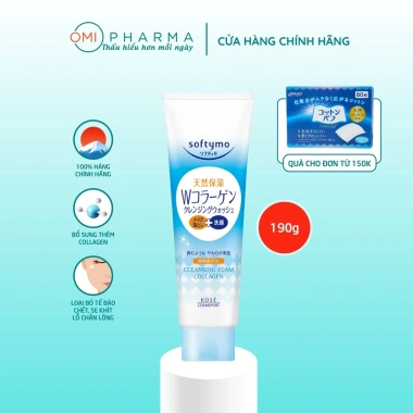 Sữa rửa mặt Kose Softymo Foam 190g - Tạo bọt, dưỡng ẩm, collagen, 102.000đ