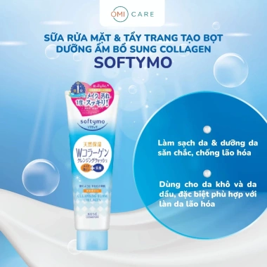Sữa rửa mặt Kose Softymo Foam 190g - Tạo bọt, dưỡng ẩm, collagen, 102.000đ
