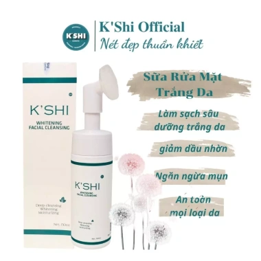 Sữa rửa mặt K'shi đầu cọ 150ml - Sạch sâu, kiềm dầu, ngừa mụn, dưỡng trắng da