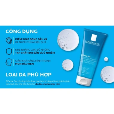 Sữa rửa mặt La Roche-Posay dạng gel làm sạch da dầu mụn, kiểm soát nhờn, ngăn ngừa mụn, giá 399.000 VND