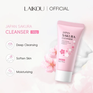 Sữa rửa mặt LAIKOU hoa anh đào Nhật Bản kiềm dầu, làm sạch mụn đầu đen, thu nhỏ lỗ chân lông 50g - giá 45.100 VNĐ 9 Sữa rửa mặt LAIKOU hoa anh đào Nhật Bản kiềm dầu, làm sạch mụn đầu đen, thu nhỏ lỗ chân lông 50g - giá 45.100 VNĐ 9