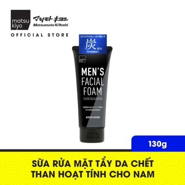 Sữa rửa mặt Matsukiyo 130g - Bọt tẩy da chết than hoạt tính, da sạch mịn cho nam