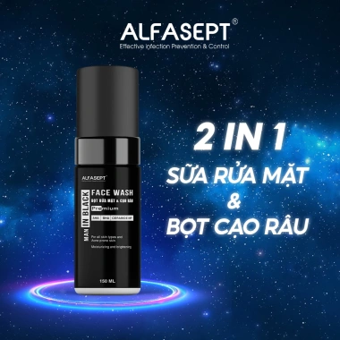 Sữa Rửa Mặt Nam ALFASEPT Bọt - Giảm Mụn, Kiểm Soát Dầu, Sáng Da BHA Niacinamide 199k