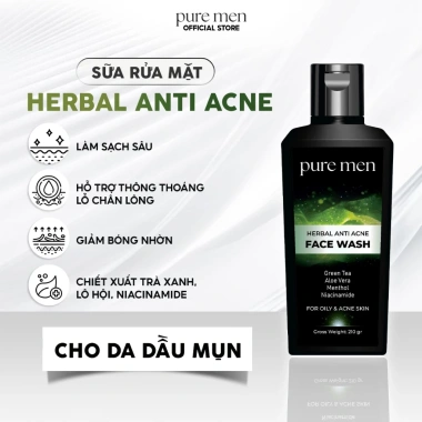 Sữa rửa mặt Pure Men nam - Làm sạch sâu, tẩy da chết, kiểm soát da nhờn mụn, 100ml/175ml, 129k