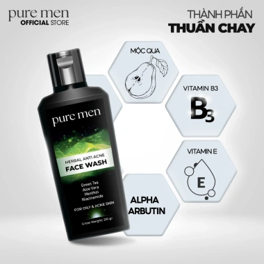 Sữa rửa mặt Pure Men nam - Làm sạch sâu, tẩy da chết, kiểm soát da nhờn mụn, 100ml/175ml, 129k