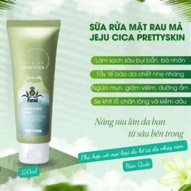 Sữa rửa mặt Rau Má tạo bọt nhẹ PrettySkin Jeju Cica 150ml – Giá 240.000đ giảm từ 290.400đ 8