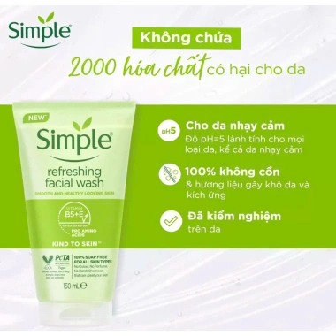 Sữa Rửa Mặt Simple Gel Dịu Nhẹ Da Dầu Mụn Nhạy Cảm - Giảm còn 159k (198.750) 4