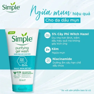 Sữa Rửa Mặt Simple Gel Dịu Nhẹ Da Dầu Mụn Nhạy Cảm - Giảm còn 159k (198.750) 6