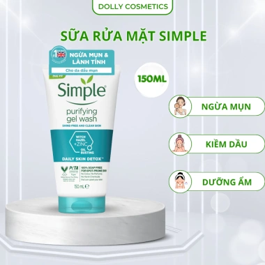 Sữa rửa mặt Simple kiềm dầu, ngăn ngừa mụn, làm sạch sâu lỗ chân lông cho da dầu mụn Giá chỉ 210.000đ
