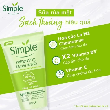 Sữa rửa mặt Simple kiềm dầu, ngăn ngừa mụn, làm sạch sâu lỗ chân lông cho da dầu mụn Giá chỉ 210.000đ