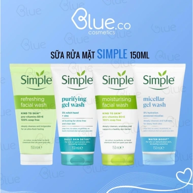 Sữa Rửa Mặt Simple Kind To Skin 150ml – Lành tính, làm sạch dịu nhẹ, phù hợp mọi loại da, giá ưu đãi 121.000₫