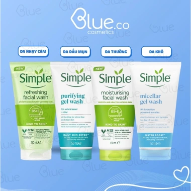 Sữa Rửa Mặt Simple Kind To Skin 150ml – Lành tính, làm sạch dịu nhẹ, phù hợp mọi loại da, giá ưu đãi 121.000₫
