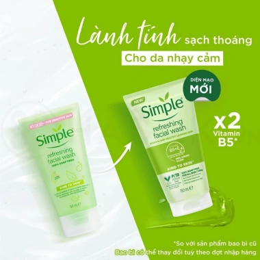 Sữa Rửa Mặt Simple Refreshing 150ml - Dịu Nhẹ Dành Cho Da Dầu Mụn, Nhạy Cảm, Giá Chỉ 94.000 VND 3