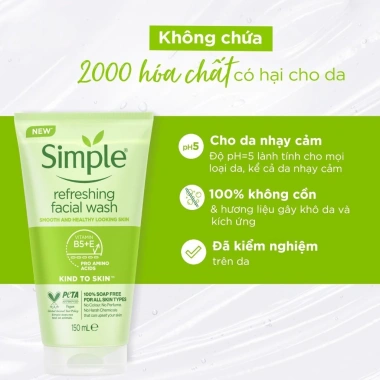 Sữa Rửa Mặt Simple Refreshing 150ml - Dịu Nhẹ Dành Cho Da Dầu Mụn, Nhạy Cảm, Giá Chỉ 94.000 VND 4