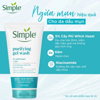 Sữa Rửa Mặt Simple Refreshing 150ml - Dưỡng nhẹ da dầu mụn, da nhạy cảm, giảm mụn, giá chỉ 118.000 VND 4