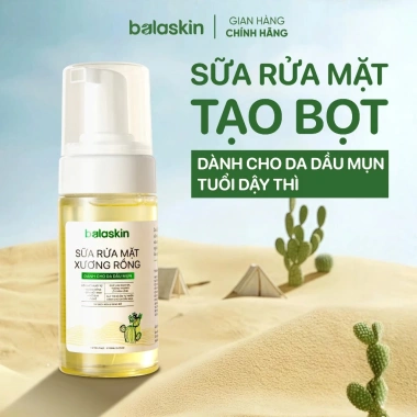 Sữa rửa mặt tạo bọt Balaskin 100ml - Làm sạch kiềm dầu, giữ ẩm, cân bằng vi sinh, xương rồng VN - 139k
